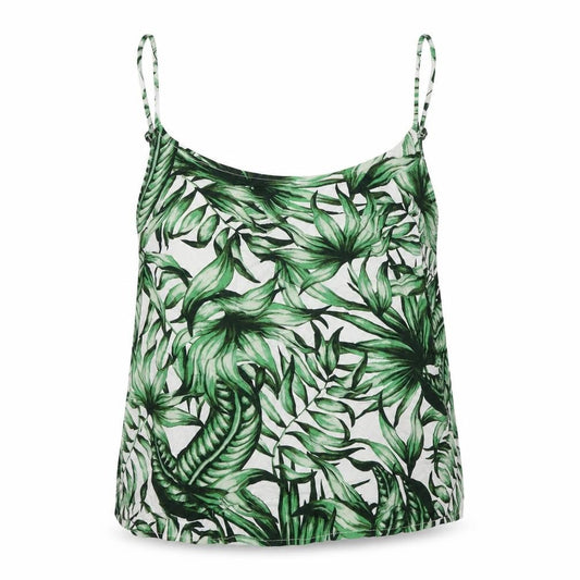 Front view of Divided women’s green geometric viscose basic tank, size UK 14, round neck