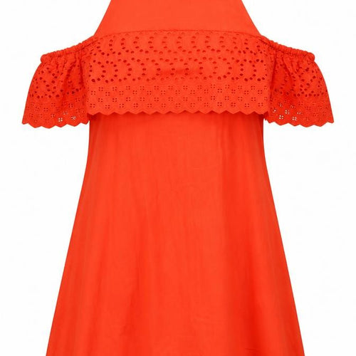 ASOS Womens Red Cotton Fit & Flare Size 12 Round Neck Zip - Cold Shoulder