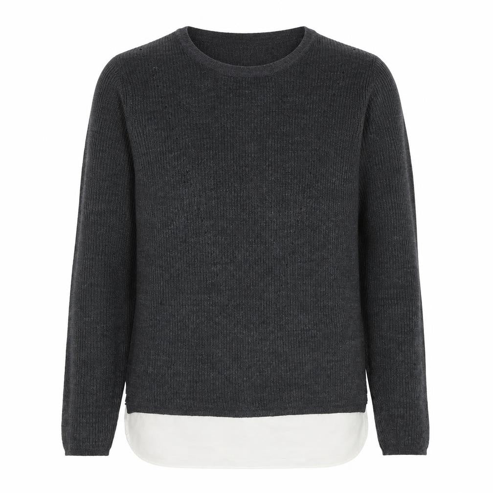 Dorothy Perkins Womens Grey Scoop Neck Acrylic Pullover Jumper Size 8 - Chiffon Hem
