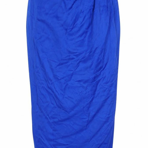 Zara Womens Blue Viscose Straight & Pencil Skirt Size S Button