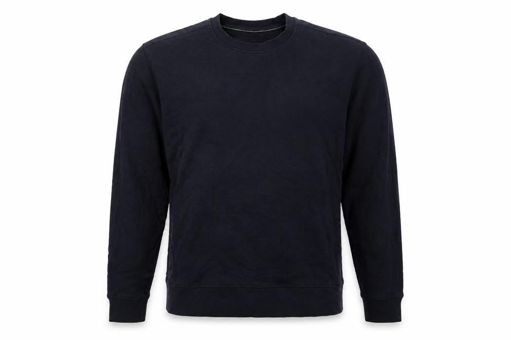 Front view of Marks & Spencer men’s blue cotton pullover sweatshirt, size M