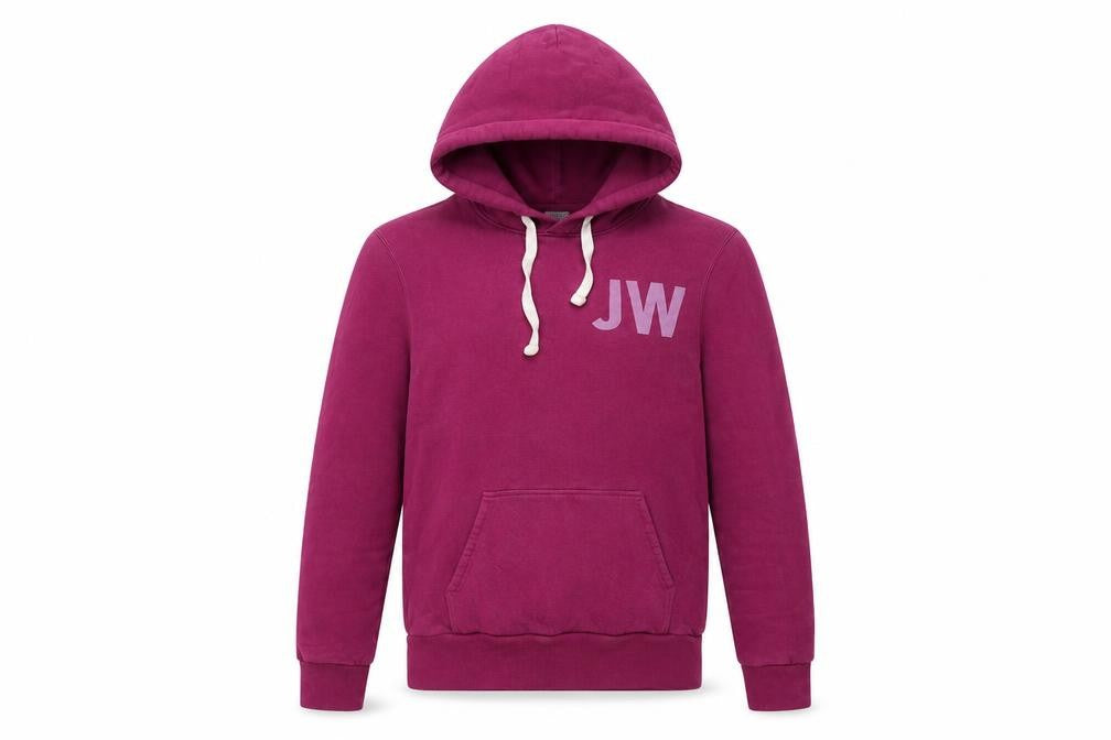 Front view of Jack Wills women’s purple cotton pullover hoodie, size XS, pullover