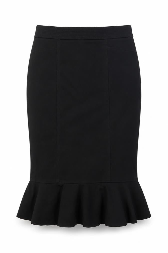 CC Womens Black Viscose Trumpet Skirt Size 10 Zip