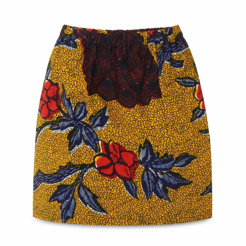 Preworn Womens Yellow Floral Polyester Straight & Pencil Skirt Size 21 in - Waist 21 Inches