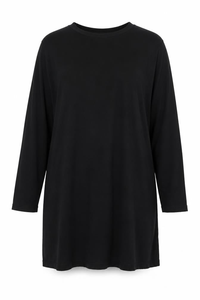 Front view of Boohoo women’s black polyester a-line, size UK 10, round neck pullover