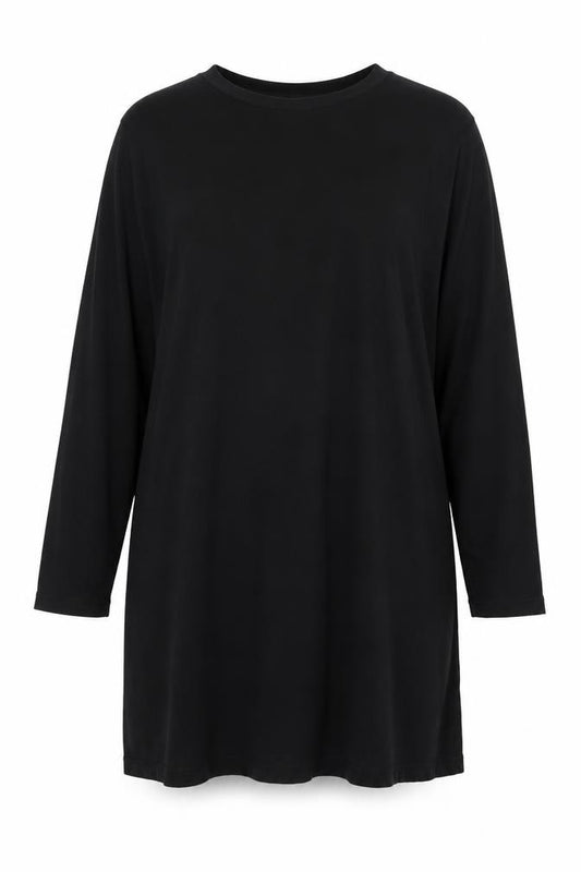 Front view of Boohoo women’s black polyester a-line, size UK 10, round neck pullover