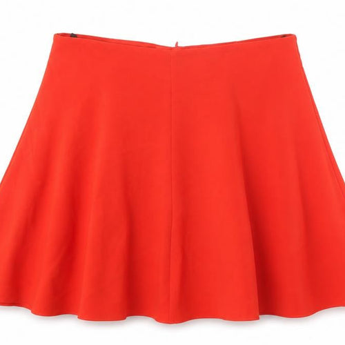 Marks and Spencer Womens Red Polyester Skater Skirt Size 37 in Zip