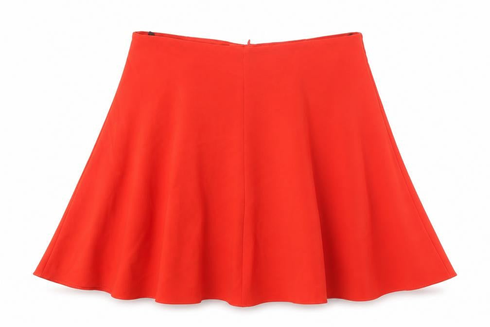 Marks and Spencer Womens Red Polyester Skater Skirt Size 37 in Zip