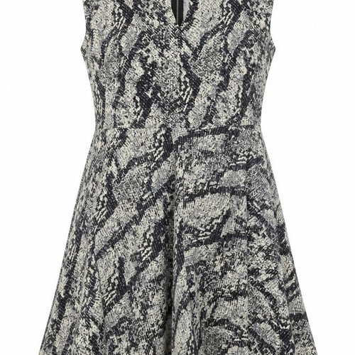 Louche Womens Black Animal Print Polyester Trapeze & Swing Size 16 V-Neck Zip - Snakeskin Pattern