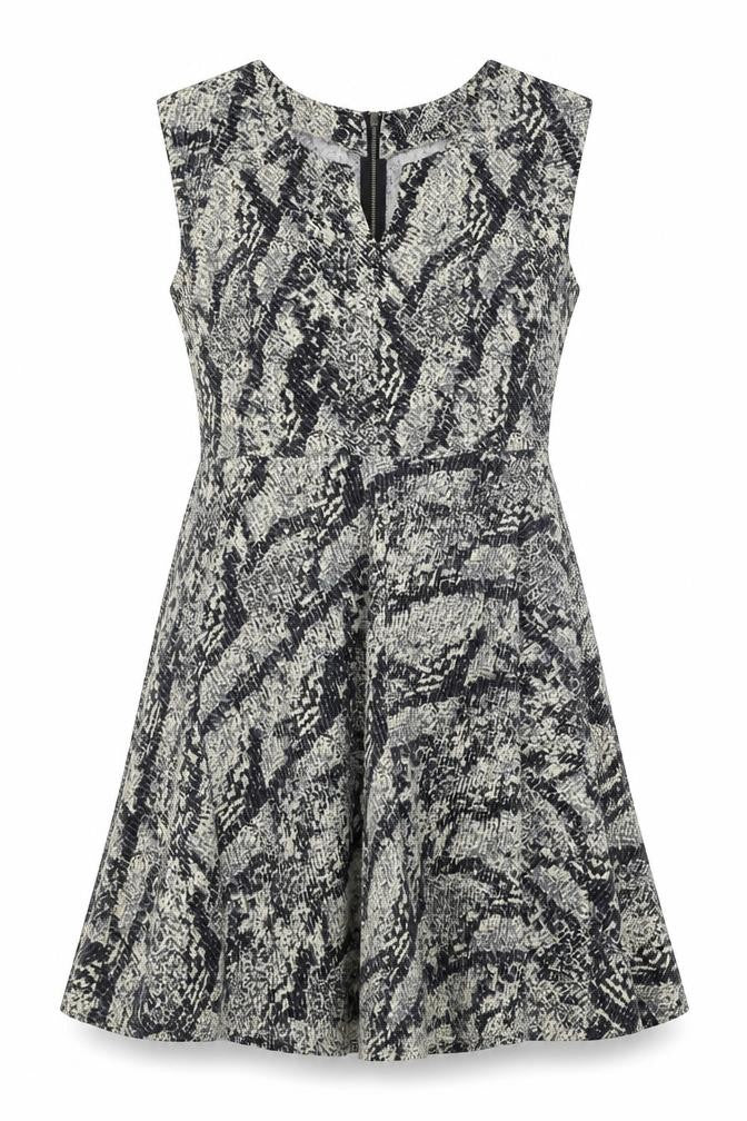 Louche Womens Black Animal Print Polyester Trapeze & Swing Size 16 V-Neck Zip - Snakeskin Pattern