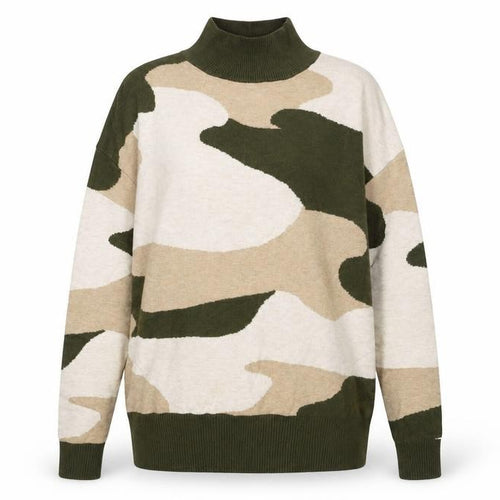 Marks and Spencer Womens Beige High Neck Camouflage Viscose Pullover Jumper Size S