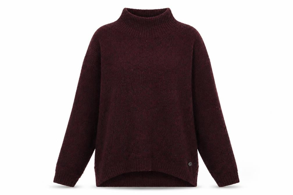 Front view of Only women’s red high neck acrylic jumper, size S