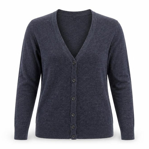 Easy Womens Blue V-Neck Acrylic Cardigan Jumper Size S
