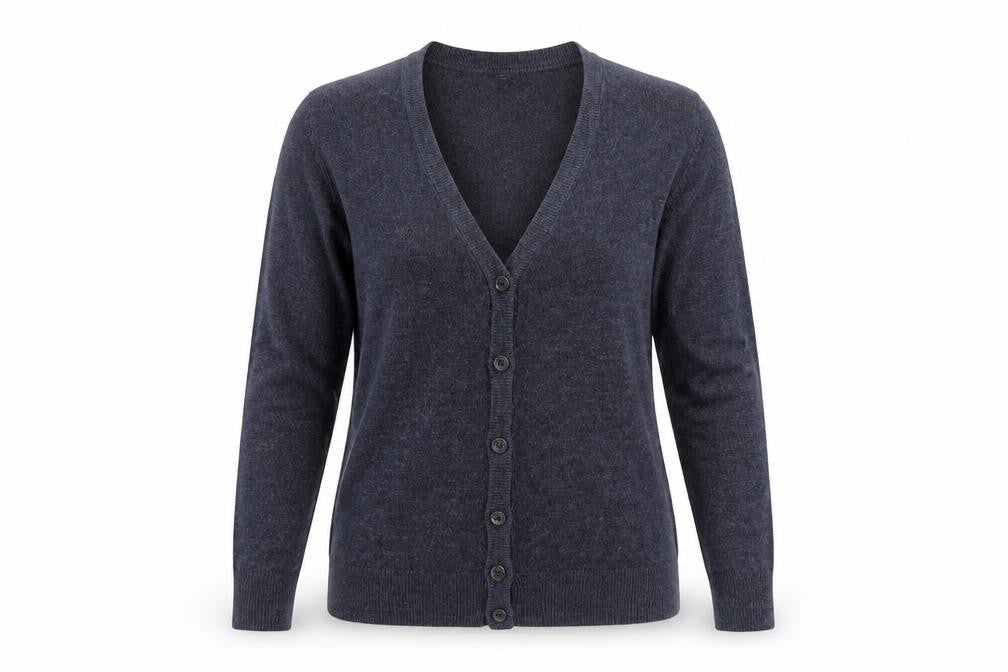 Easy Womens Blue V-Neck Acrylic Cardigan Jumper Size S