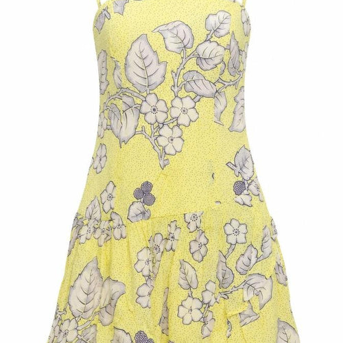 French Connection Womens Yellow Floral 100% Cotton A-Line Size 10 Square Neck