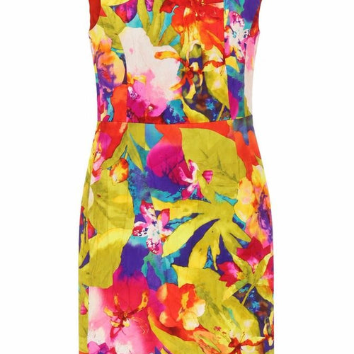 Scarlett Womens Multicoloured Floral Cotton A-Line Size 8 Square Neck Zip