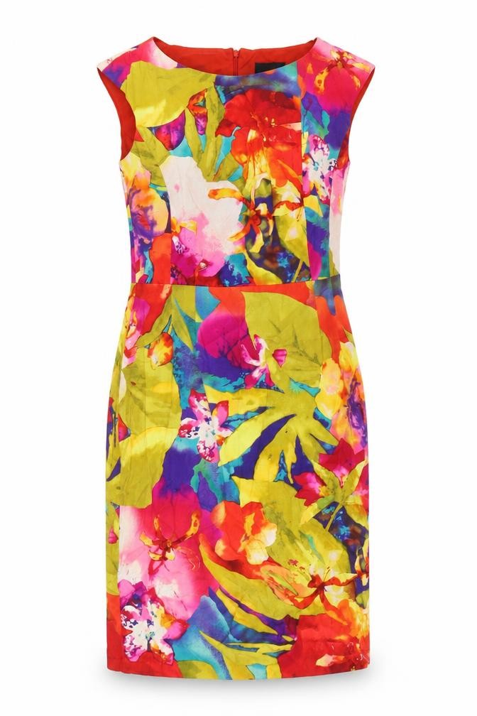 Scarlett Womens Multicoloured Floral Cotton A-Line Size 8 Square Neck Zip