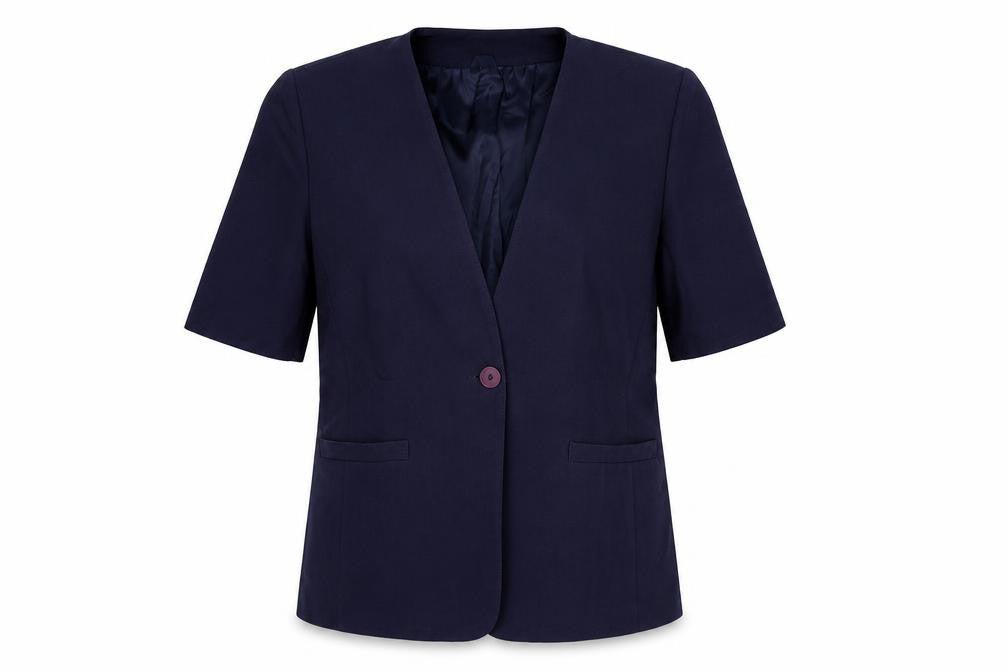 Preworn Womens Blue Polyester Jacket Suit Jacket Size 16