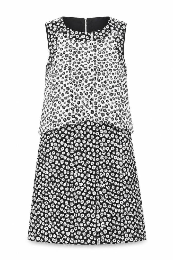 Miss Selfridge Womens Black Floral Polyester A-Line Size 8 Round Neck Zip