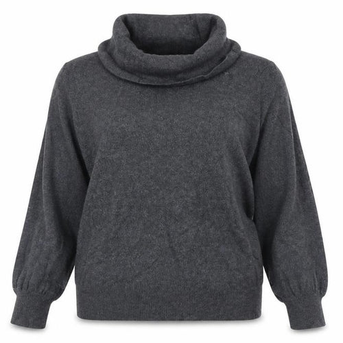 Marks and Spencer Womens Grey Mock Neck Viscose Henley Jumper Size 14
