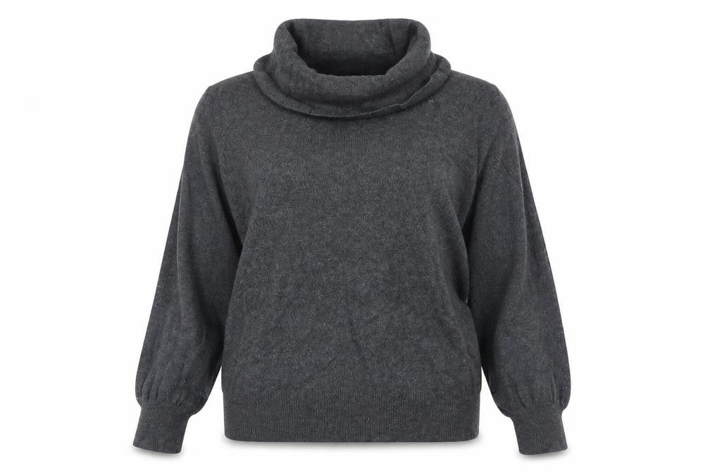 Marks and Spencer Womens Grey Mock Neck Viscose Henley Jumper Size 14