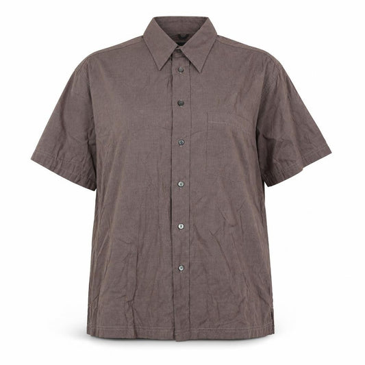 Front view of Kenneth Cole women’s brown 100% cotton basic button-up, size UK 16, collared