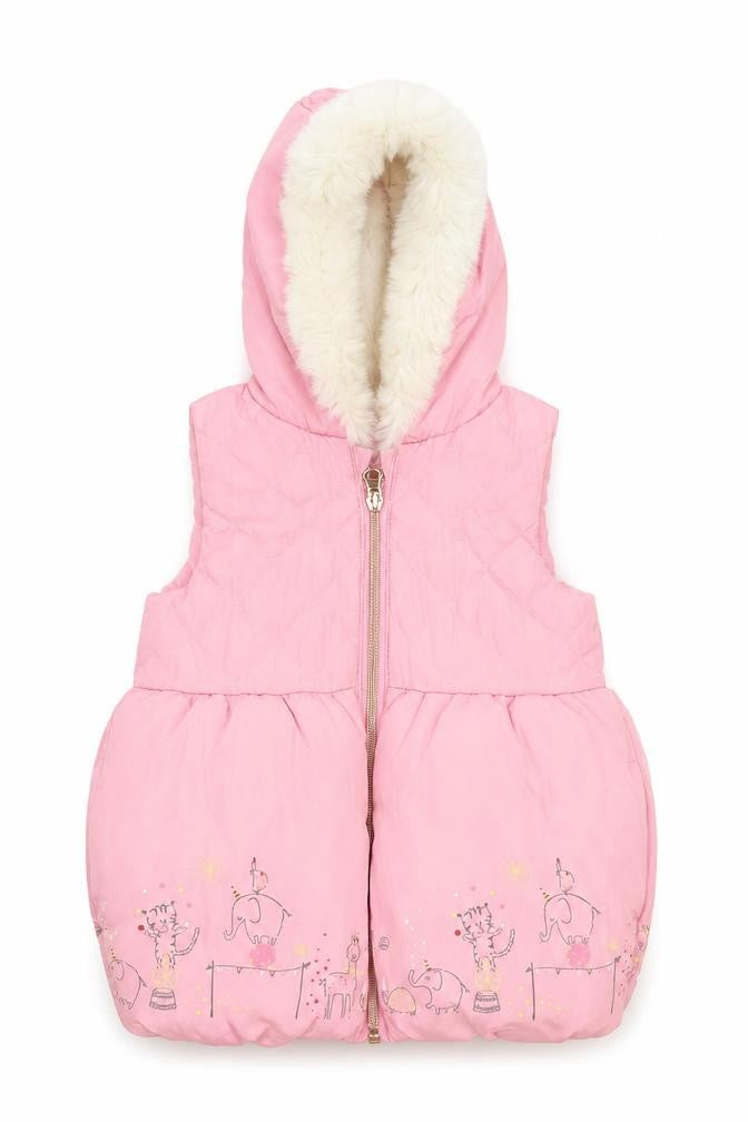 Authentic Girls Pink Puffer Jacket Jacket Size 9-12 Months Zip - Cute Animals Print