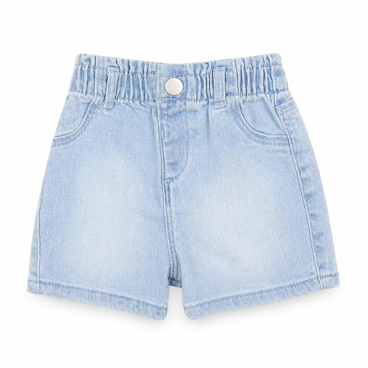 Front view of Primark Baby Blue Cotton Cropped Jeans, size 6-9, Months L50 cm Snap