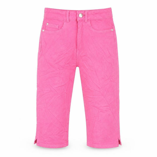 Front view of Zara women’s pink cotton cropped jeans, size UK 6, regular zip