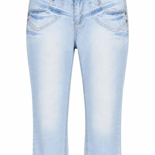 Miss Baron Womens Blue Cotton Cropped Jeans Size 8 Regular Zip