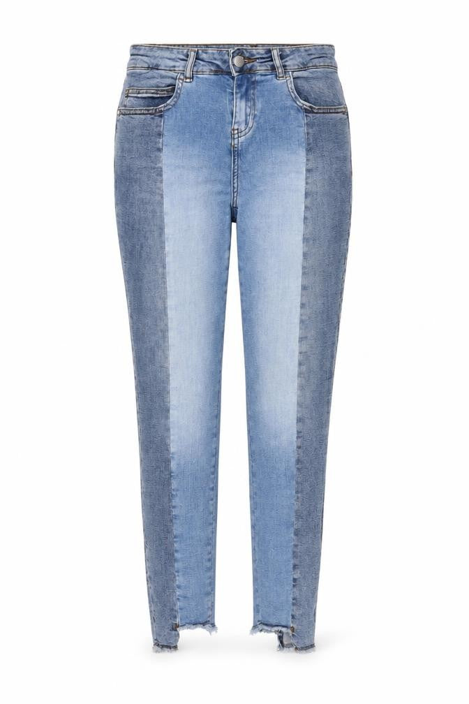 Front view of Tu women’s blue cotton straight jeans, size UK 10, regular zip