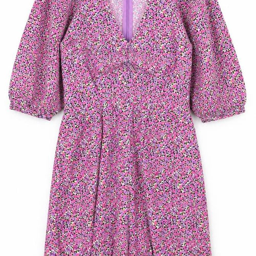 Zara Womens Pink Floral Polyester Playsuit One-Piece Size XS Zip
