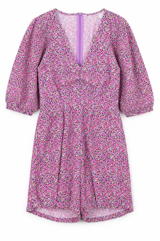 Zara Womens Pink Floral Polyester Playsuit One-Piece Size XS Zip