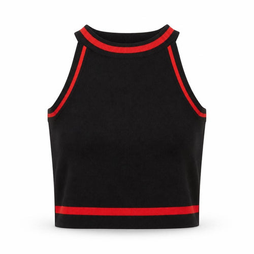 Luc-Ce Womens Black Acrylic Cropped Tank Size M Round Neck