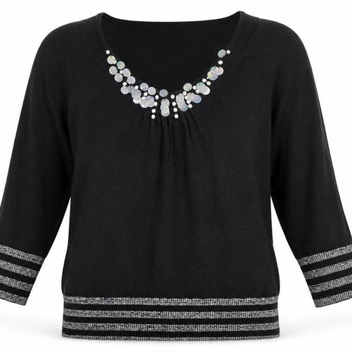 Karen Scott Womens Black Scoop Neck Acrylic Pullover Jumper Size 14