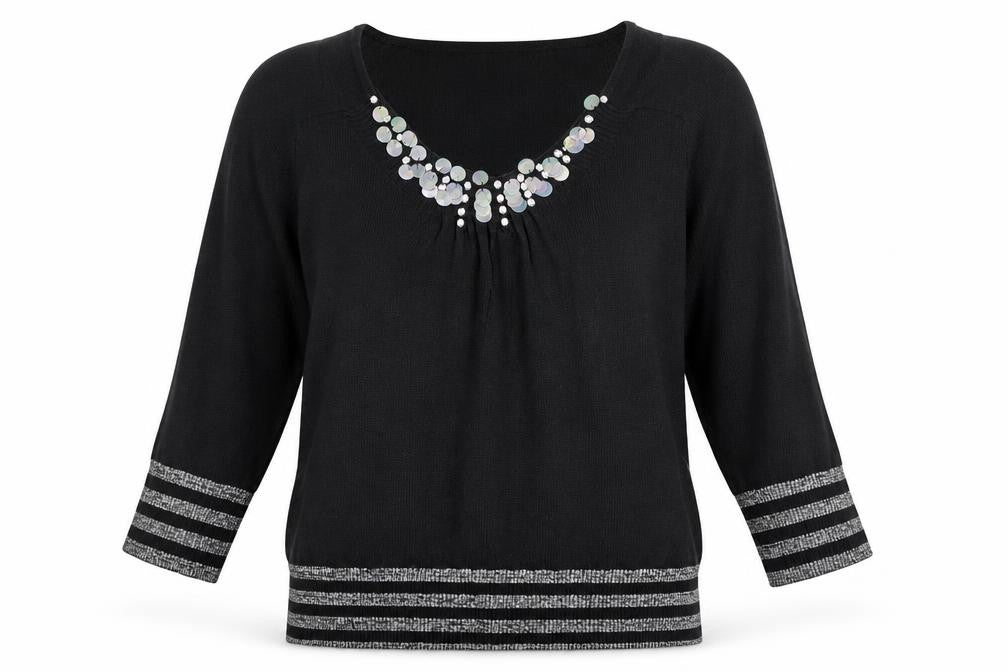 Karen Scott Womens Black Scoop Neck Acrylic Pullover Jumper Size 14