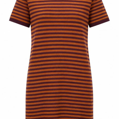 First and I Womens Red Striped Viscose Jumper Dress Size L Round Neck Pullover