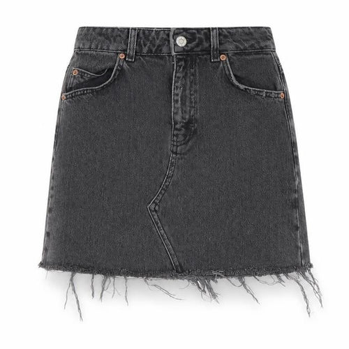 Topshop Womens Grey Cotton Straight & Pencil Skirt Size 8 Button