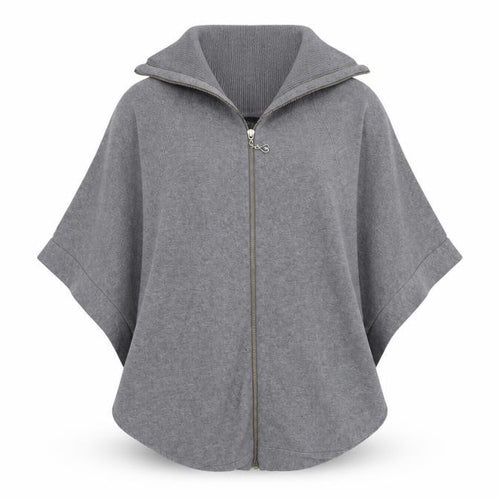 M&V Womens Grey Round Neck Acrylic Full Zip Jumper Size S - Batwing