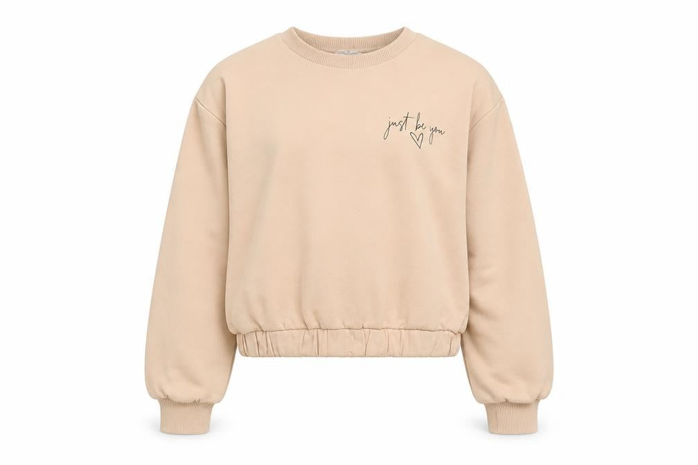 Front view of Candy Couture girls’ pink cotton pullover sweatshirt, size 13, years pullover - just be you, cropped