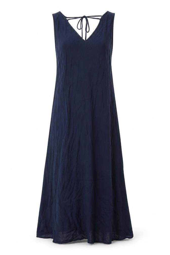 Marks and Spencer Womens Blue Viscose A-Line Size 10 V-Neck Tie