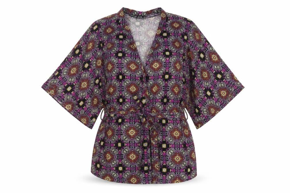 Atmosphere Womens Multicoloured Geometric Viscose Basic Blouse Size M V-Neck