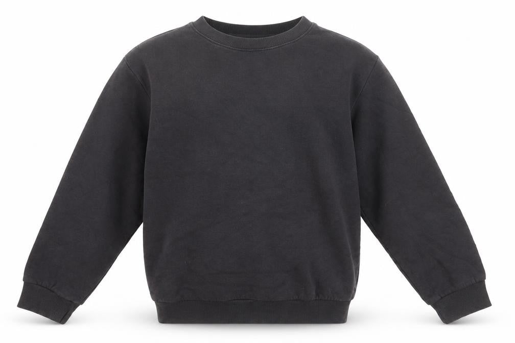 Front view of H&M girls’ grey cotton pullover sweatshirt, size 10-11, years pullover