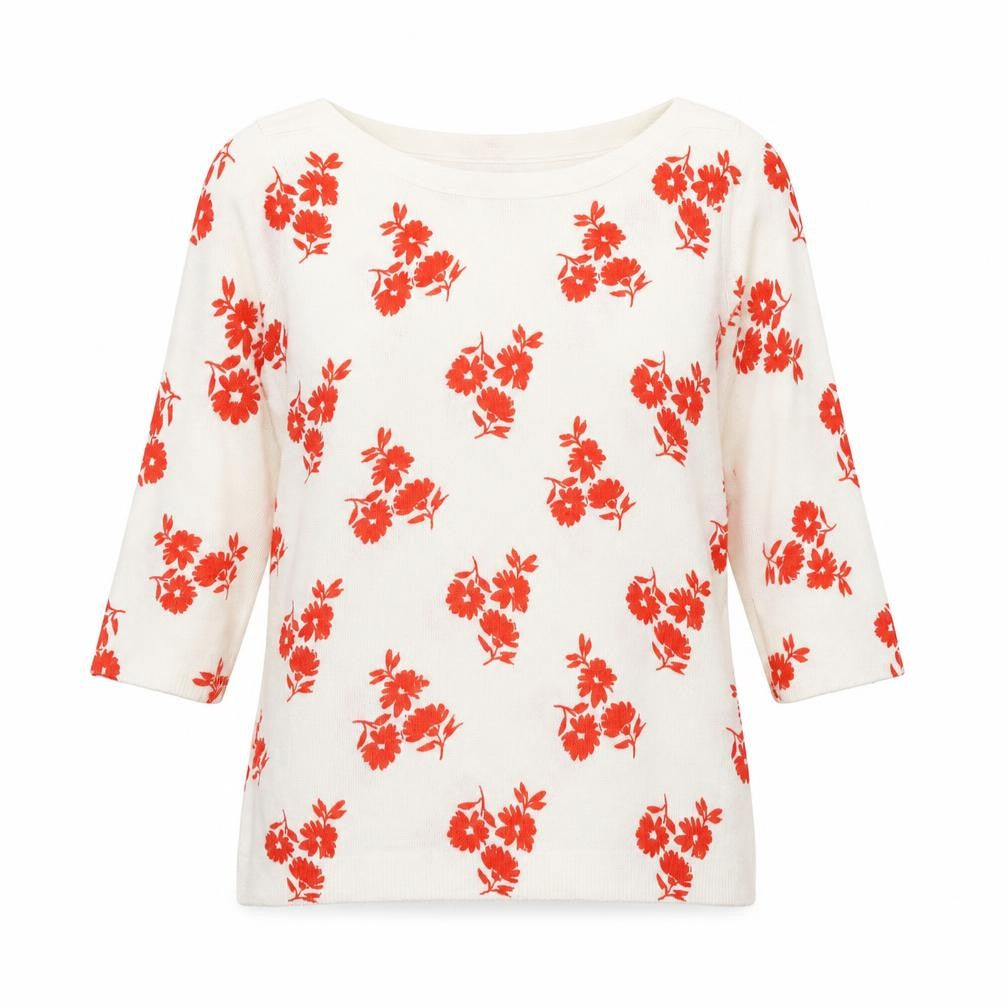 Papaya Womens White Round Neck Floral Acrylic Pullover Jumper Size 10