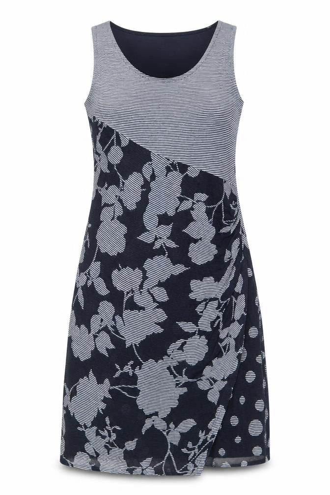 Aria Womens Blue Striped Acrylic Tank Dress Size 12 Scoop Neck Pullover