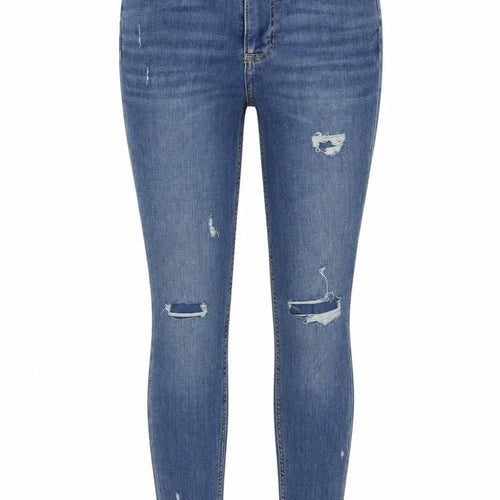Marks and Spencer Womens Blue Cotton Skinny Jeans Size 8 Regular Zip