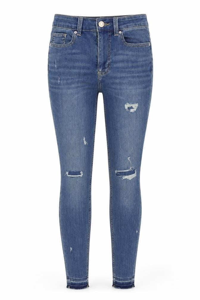 Marks and Spencer Womens Blue Cotton Skinny Jeans Size 8 Regular Zip