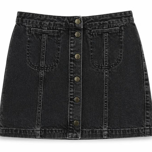Topshop Womens Black Cotton Mini Skirt Size 28 in Button