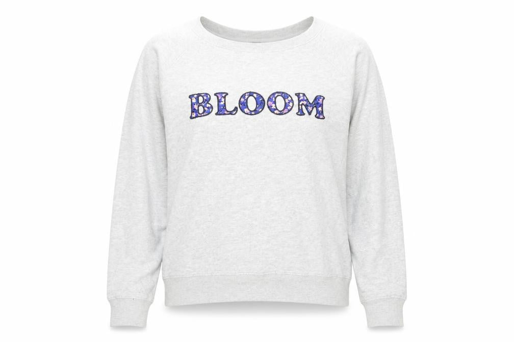 Front view of Marks & Spencer women’s grey cotton pullover sweatshirt, size UK 12, pullover - bloom