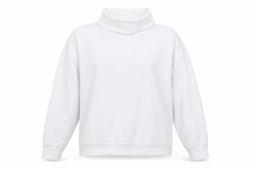 Front view of PRETTYLITTLETHING women’s white cotton pullover sweatshirt, size UK 12, pullover